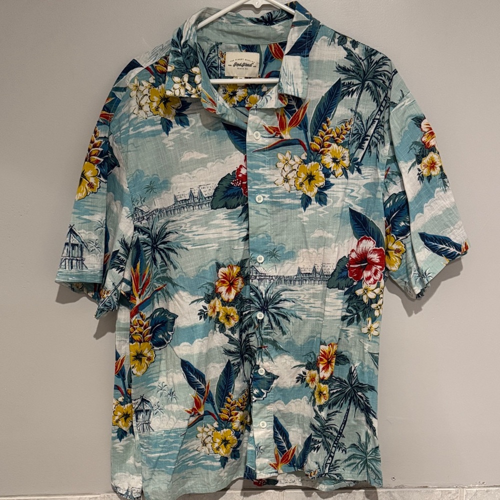 RedHead Tropical Floral Men's Shirt - Blue, Yellow, Red